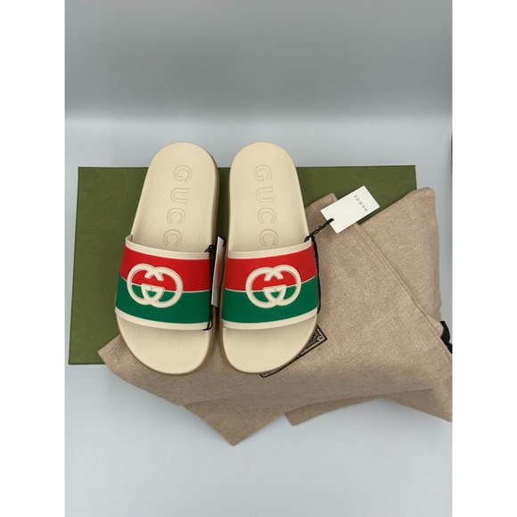 Gucci Unisex Rubber GG LogoInterlock Slide Monogram Sandals Size36 - Picture 9 of 9